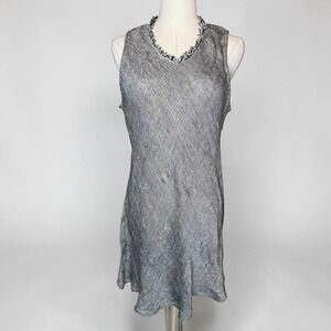 Namsar 100% Linen Woven Sleeveless Tunic Top with Fringe Collar‎ size XL
